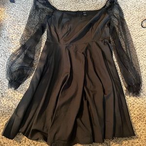 Black mesh sleeve dress